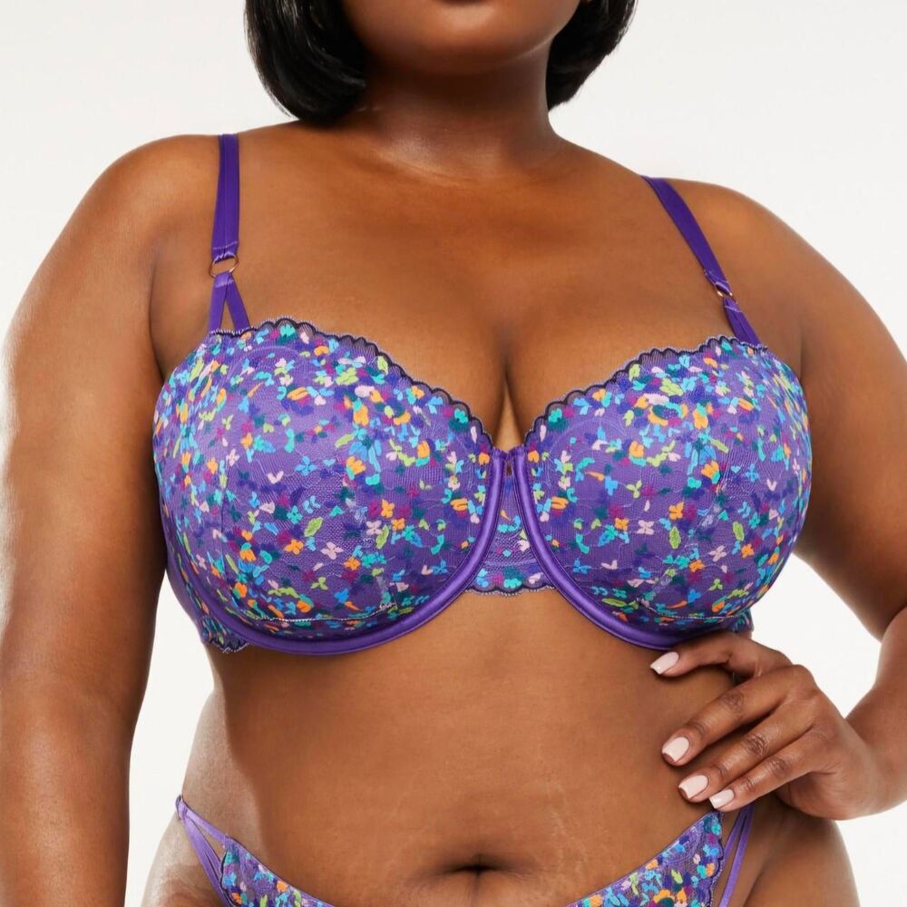 Savage X Fenty Steamy Floral Padded Lace Balconette Bra Size 32C
